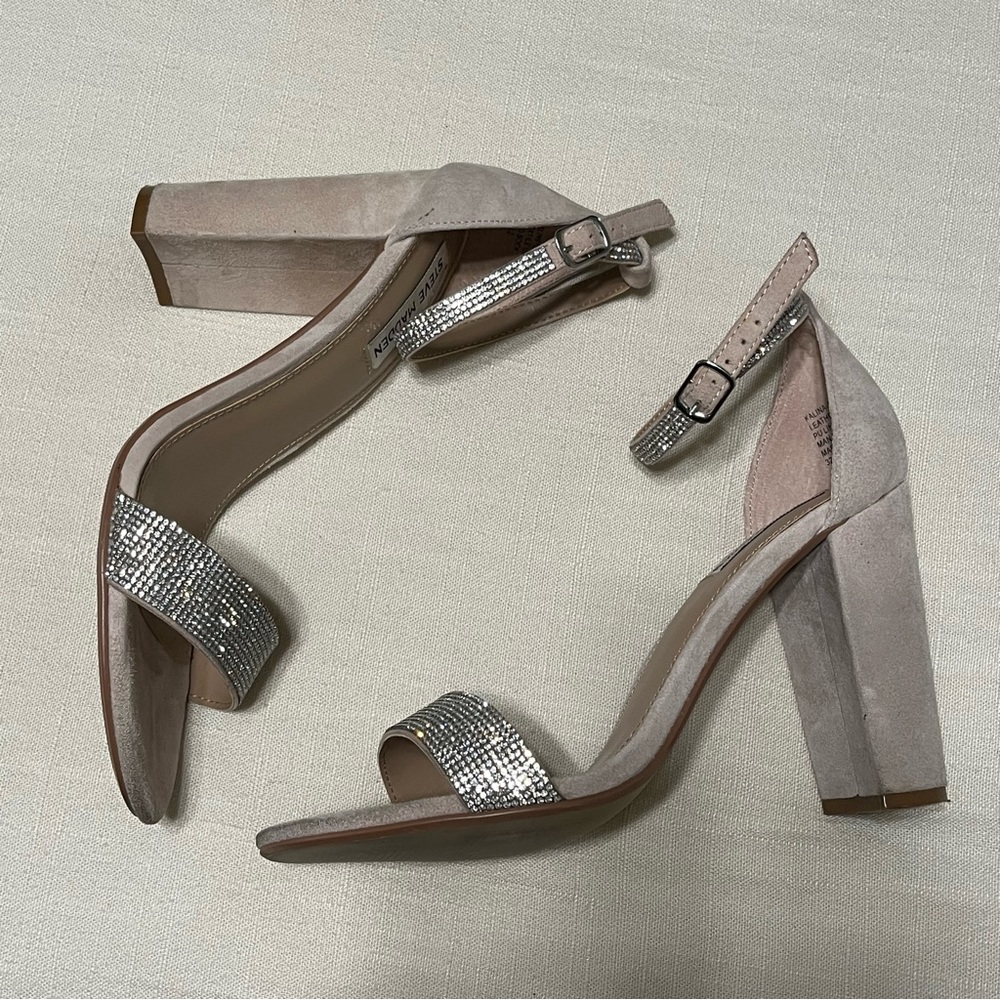 Steve Madden Kalina Rhinestone Nude Heeled Sandals - only worn once! - Picture 8 of 12